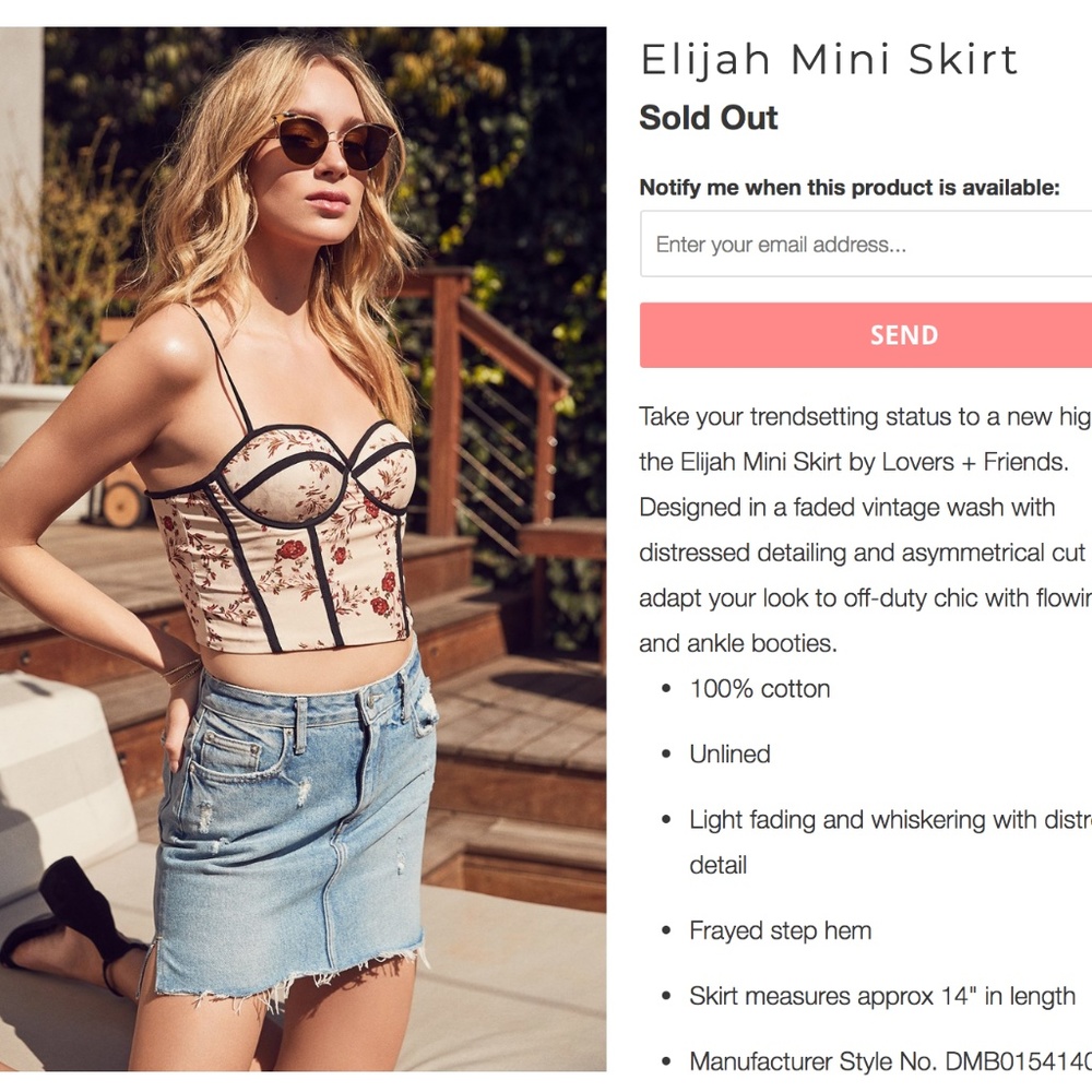 Lovers + Friends Elijah Jean Mini Skirt
